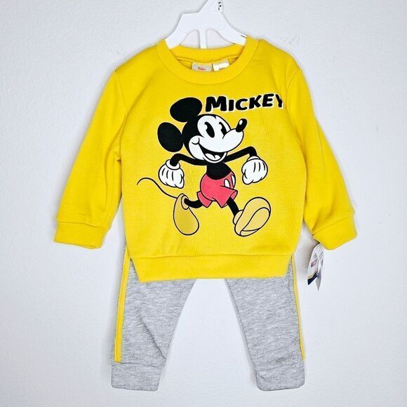 New! Disney Mickey Mouse Baby Fleece Pullover Sweatshirt Pants Matching Set 24M - Picture 4 of 13